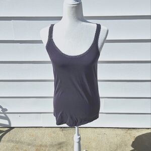 Women's Grey Lace Trim Tank Top